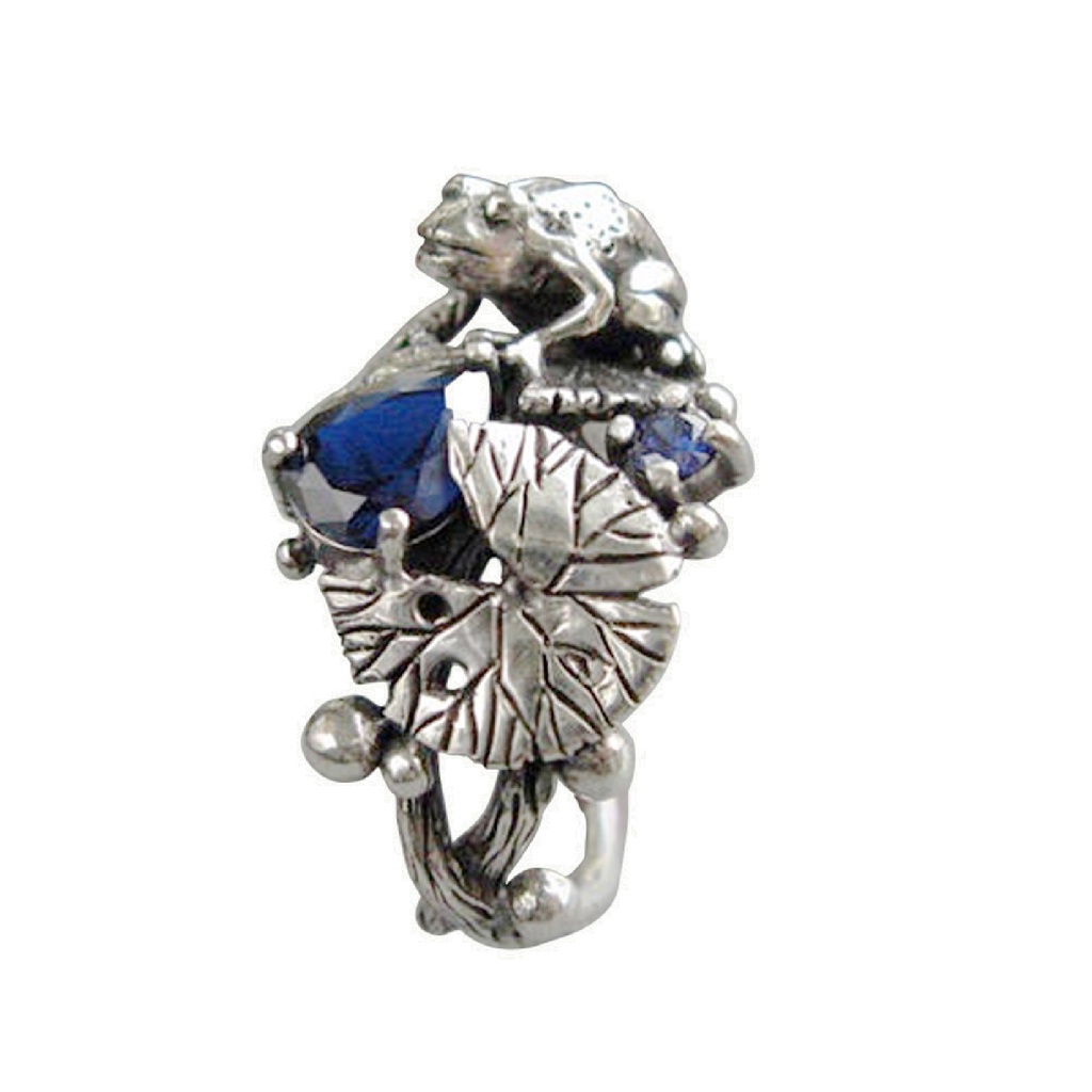 Hu Hu Hu Hu Hu Alat Bantu Pasang Kacamata♡ Cincin Tembaga Wanita Desain Katak Lotus Hollow Hias Berlian Imitasi Gaya Punk Untuk Hadiah