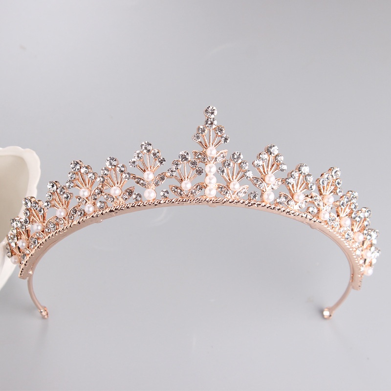 Mahkota Dua Warna Bahan Alloy Aksen Mutiara Imitasi Untuk Aksesoris Rambut Pengantin