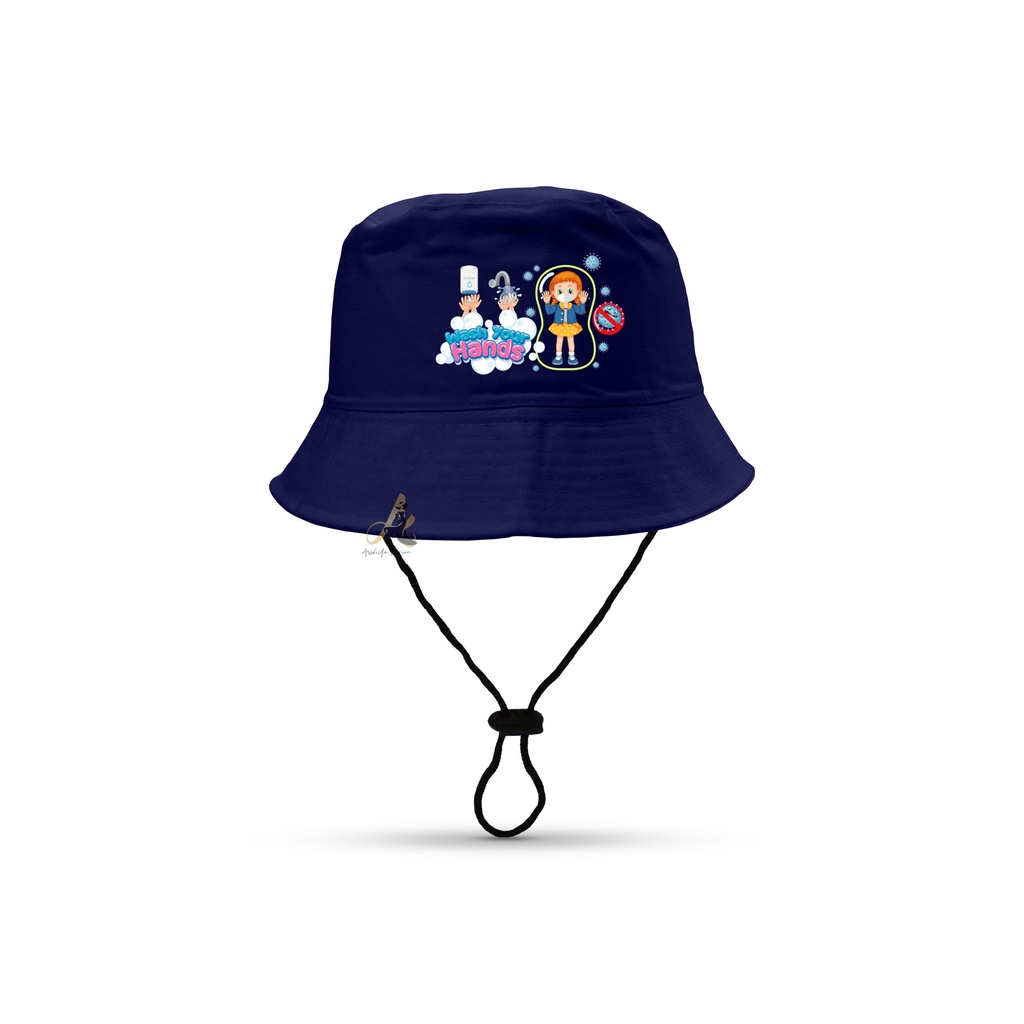 Topi Bucket anak gambar sablon Cuci Tangan/bucket anak cuci tangan