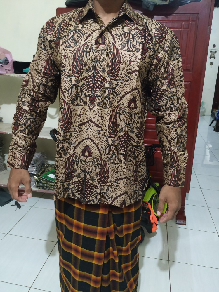 Atasan Kemeja Batik Pria Lengan Panjang Pekalongan M L Xl