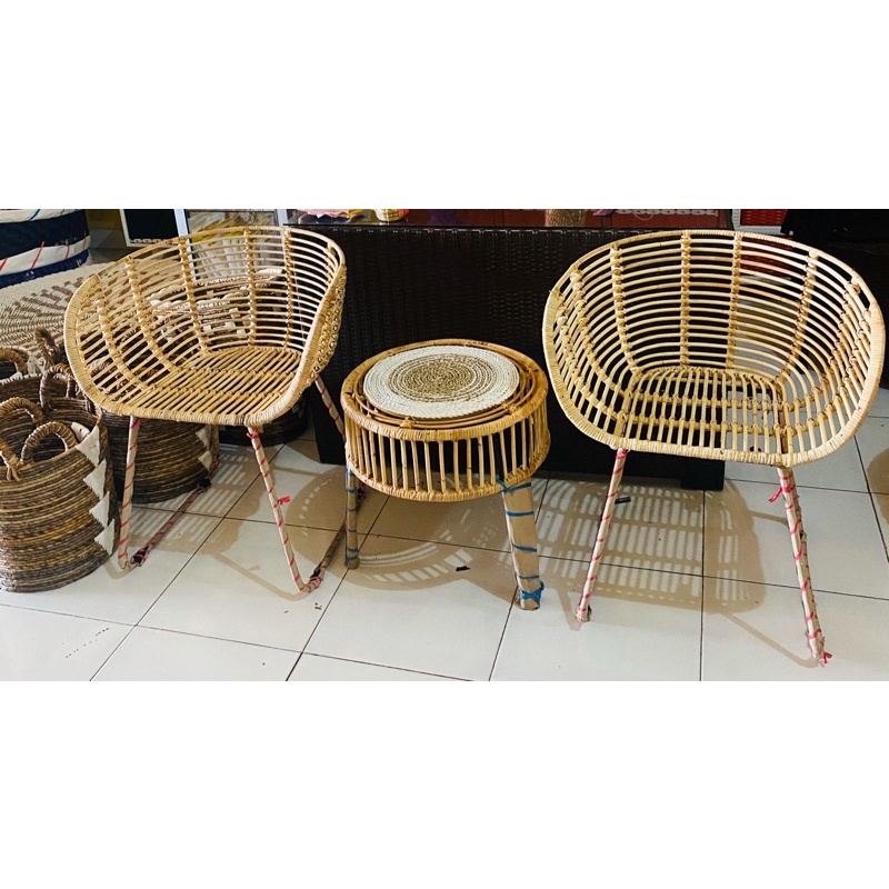 kursi teras rotan rangka besi