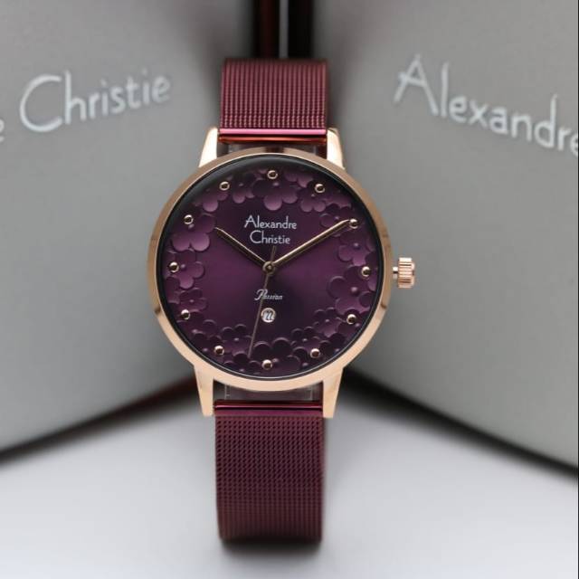 JAM TANGAN WANITA ALEXANDRE CHRISTIE AC 2794 ROSEGOLD PURPLE NEW ORIGINAL GARANSI RESMI 1 TAHUN
