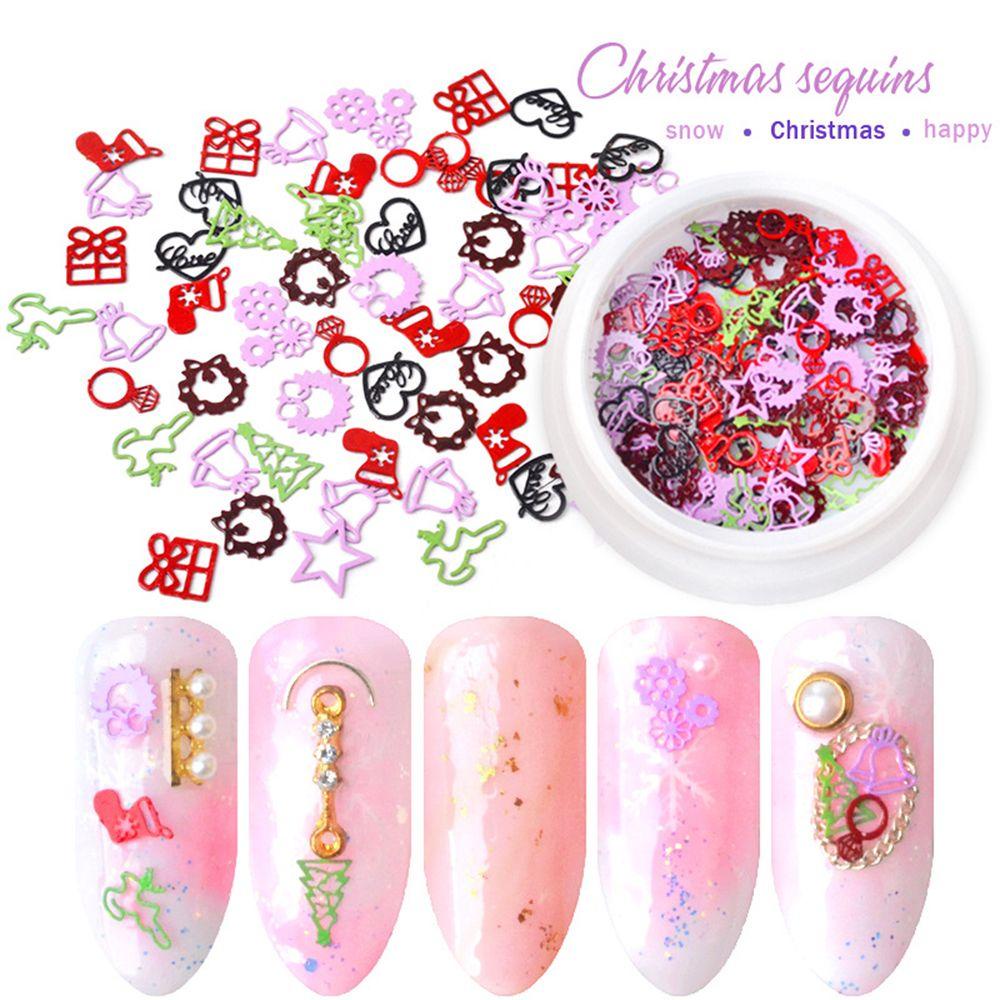 Preva Nail Art Decor Manicure Tips Potongan Metal Warna Warni 3D Dekorasi Natal