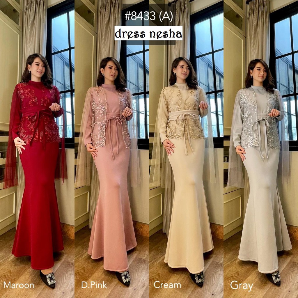 DRESS NESHA MERMAID SCUBA PREMIUM MIX BROKAT TILE