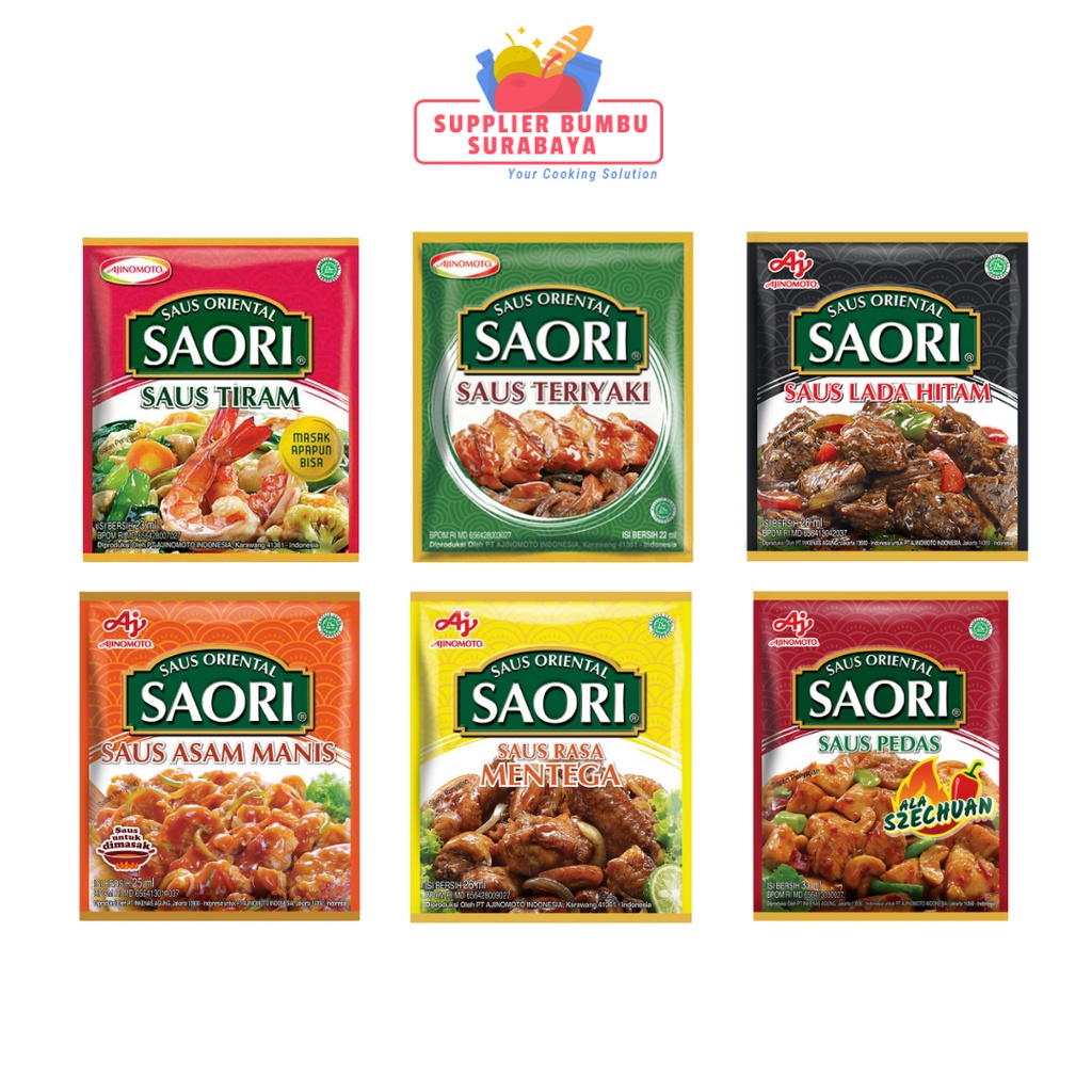 

Saori Saus Oriental Sachet Tiram Teriyaki Lada Hitam Mentega Asam Manis Pedas Szechuan