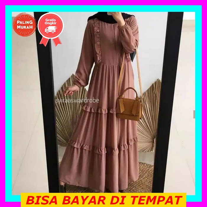 Shirin Kids Bahan Mosscrape Mix Brukat Malika Usia 8-10 Tahun Dapat Atasan Dan Celana Anak Full Kare