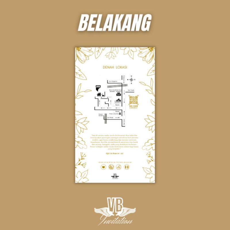 Undangan Pernikahan Custom Minimalis Simple Elegan Bahan Tebal Murah Terkini VBU 016B