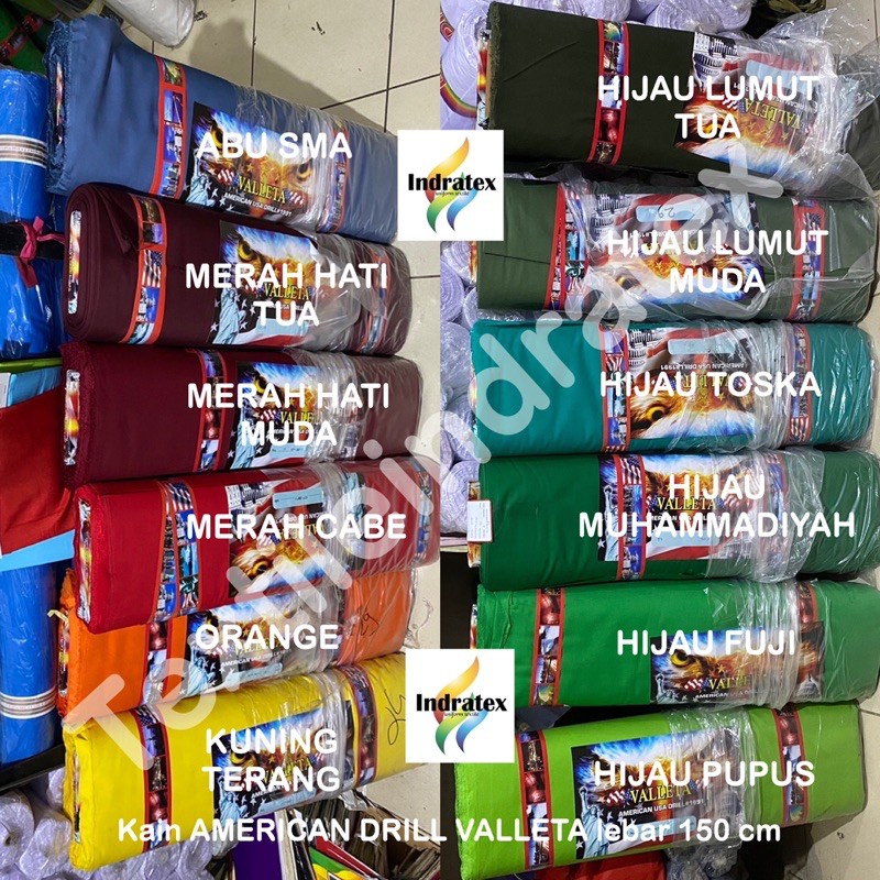 ( per setengah meter ) KAIN TWILL DRILL AMERICAN VALLETA TR20S BAJU CELANA chino SERAGAM DOKTER PERAWAT OK ALMAMATER APD PDL PDH setelan pakaian dinas wearpack