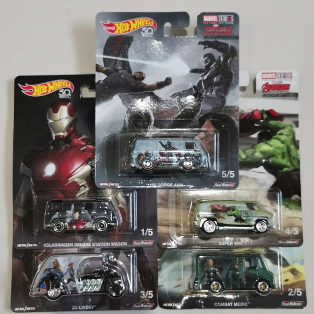 Hot Wheels Marvel Avengers Pop Culture volkswagen deluxe dodge a100 iron man captain hotwheels