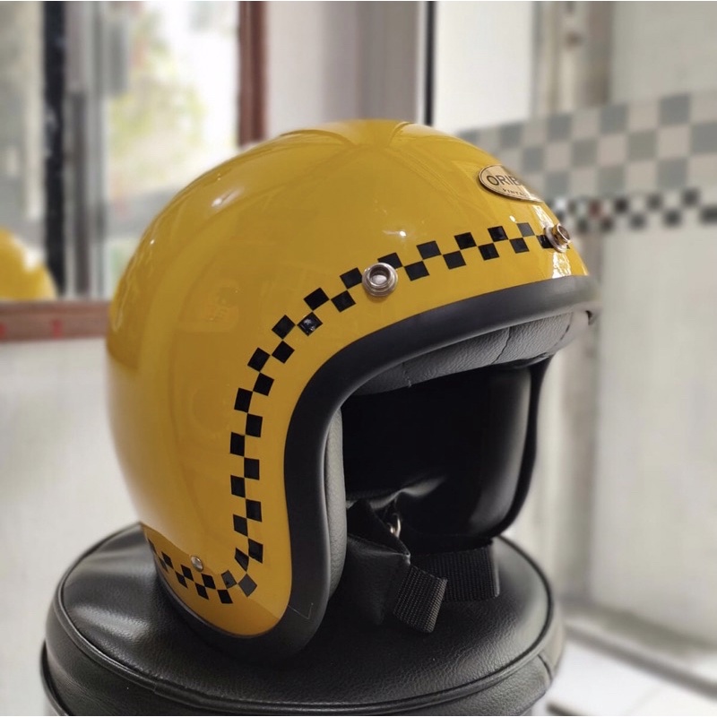 helm custom halfface kuning oribinal