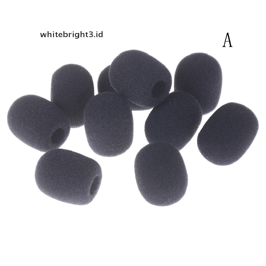 (whitebright3.id) 10pcs Busa Spons Cover Microphone / Headset Warna Hitam