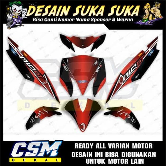 319 Dekal Decal Motor Mio Gt Stiker Sticker Striping Body Merah