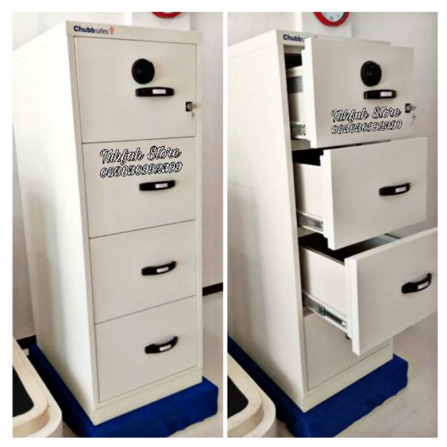 Fireproof Filling Cabinet Chubb 4 drawer Brankas Tahan Api Safety Box