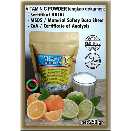 Asam Askorbat / Ascorbic Acid 250 gram (Food & Pharmaceutical Grade)