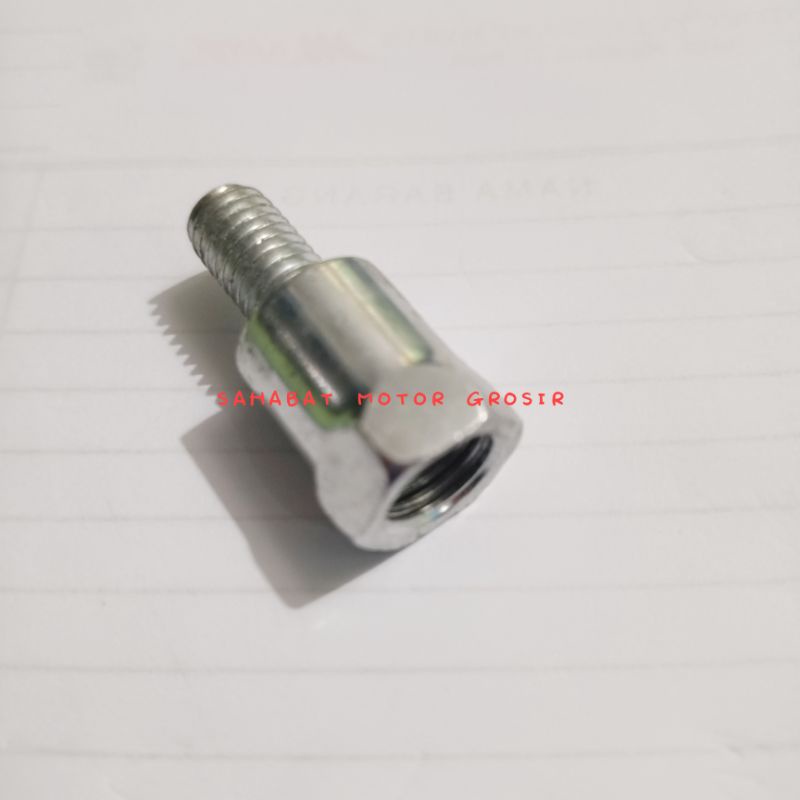 Sambungan Spion Drat Kanan Ukuran Baut 12 (M8) ke Baut 14 (M10)