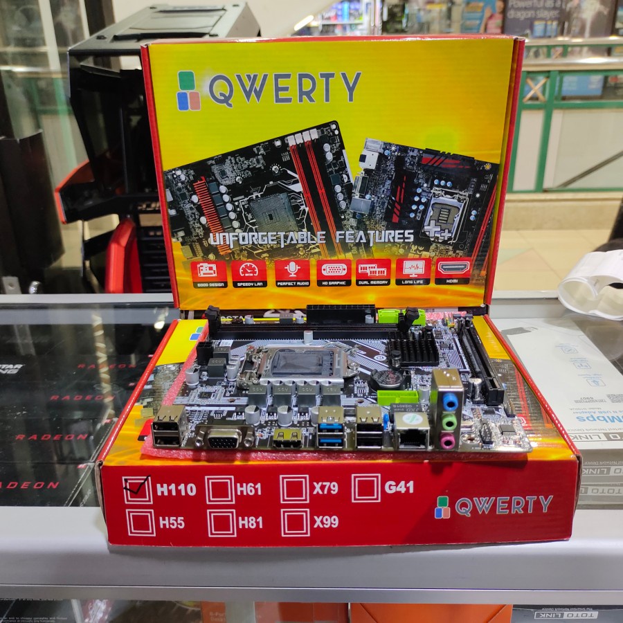 Mainboard QWERTY H110M - LGA1151 DDR4 iTX Intel Gen 6 dan 7 with HDMI