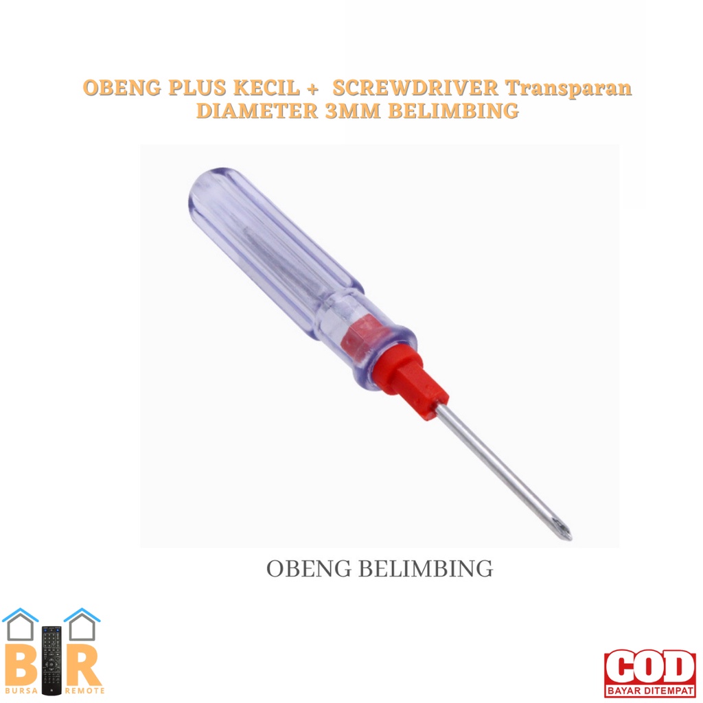 Obeng Kecil Screwdriver Plus Minus Transparan Diameter 3mm Belimbing