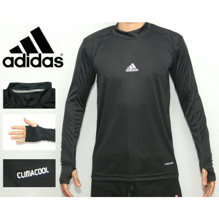 Paket Lengkap Baselayer Lengan Panjang Kaos Celana Panjang Hitam Base Layer ADIDAS Olahraga Volley Voli Futsal Sepak Bola Sepeda Basket