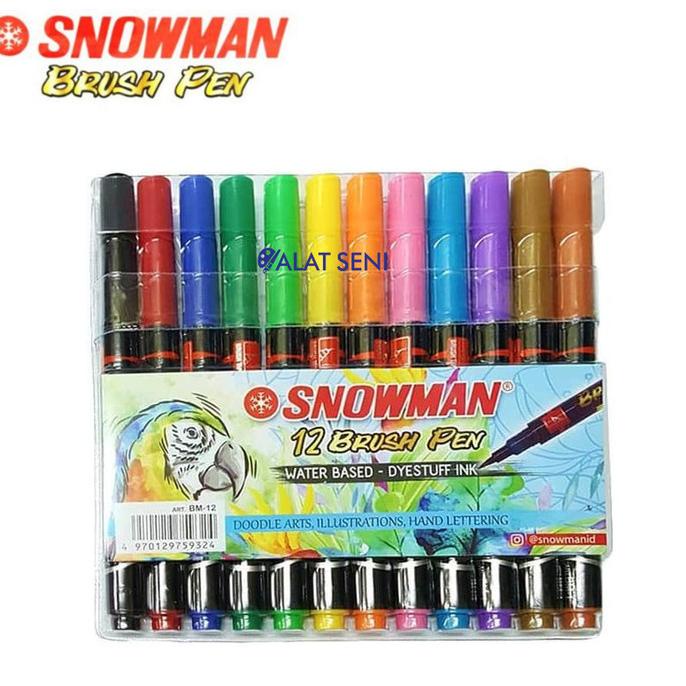 

(BISA COD) Snowman Brush Pen 12 Colors Set TERBARU Kode 1020