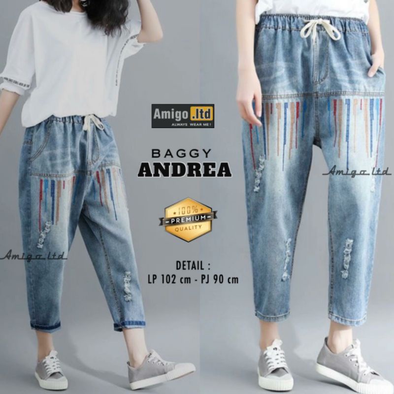 BAGGY JOGGER PANT KOREAN STYLE CELANA JEANS WANITA ALL SIZE L Up to XL PINGGANG KARET (SLIDE RIGHT UNTUK VARIAN LAINNYA)