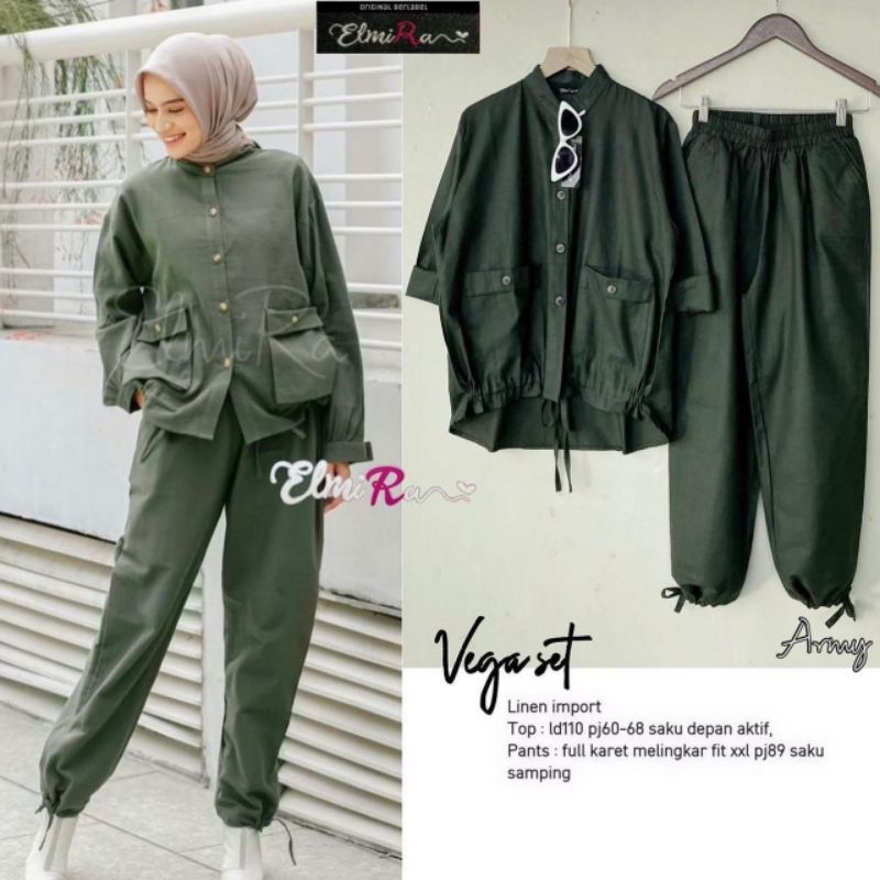 VEGA SET BY ELMIRA (SET MUSLIMAH) Set Linen rekomended