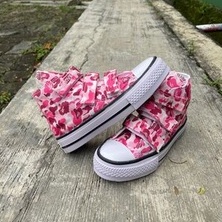 Sepatu Sneakers Anak Perempuan Pink Motif Original Bape Army Tinggi