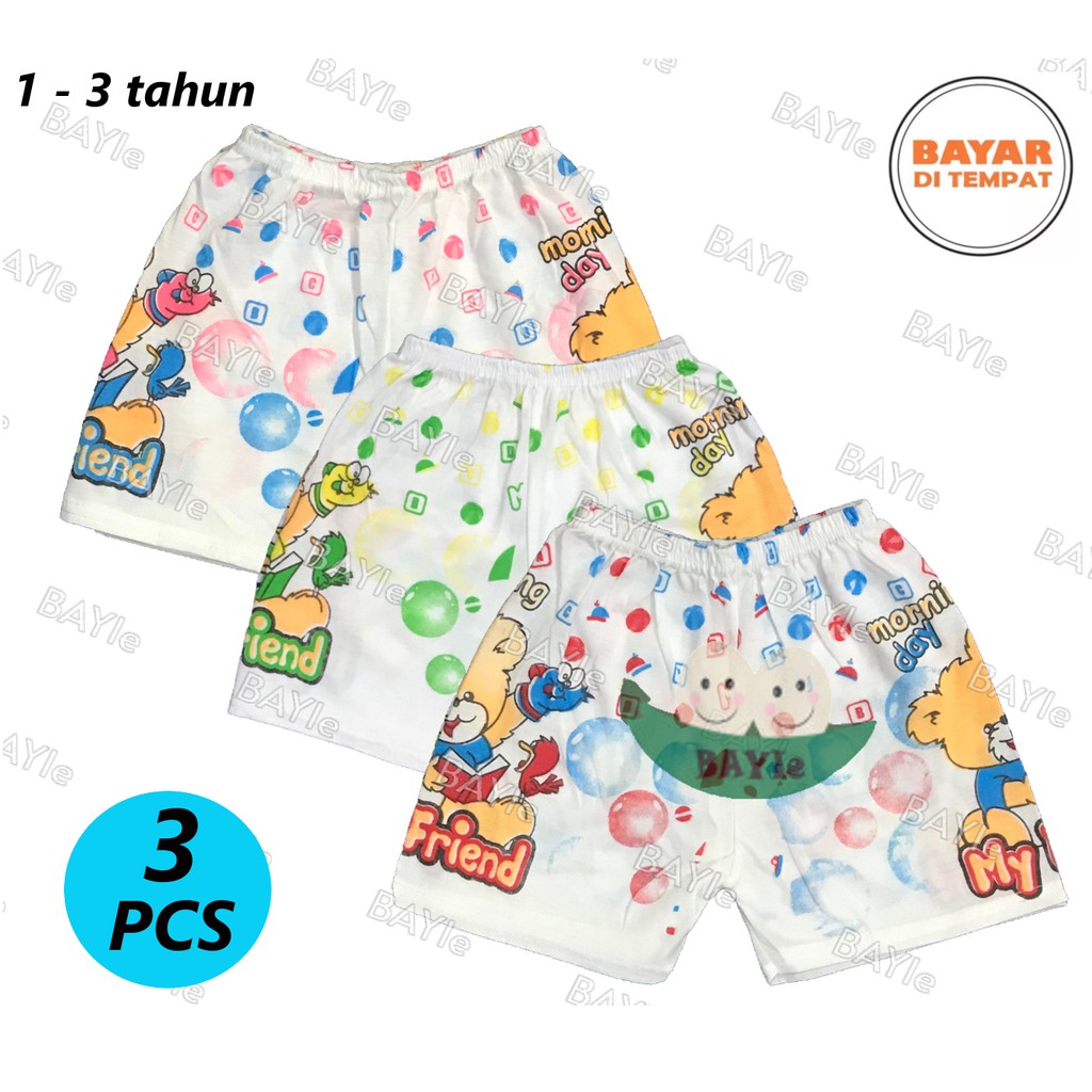 BAYIe - 3 Pcs Celana pendek Bayi / Anak GAIXIN umur 1 - 3 tahun/celana rumah/anak laki/perempuan