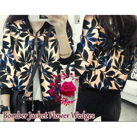 JAKET WANITA BOMBER PEREMPUAN GADI LEAF MOTIF