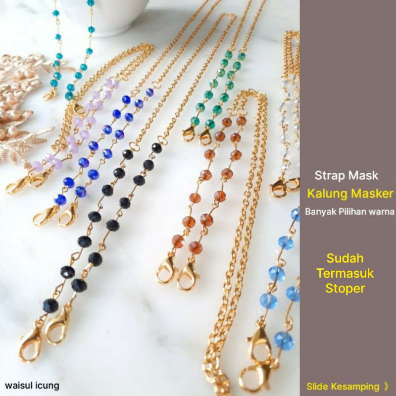 Strap Rantai Kalung Masker Diamond Hijab Konektor Pengait Masker