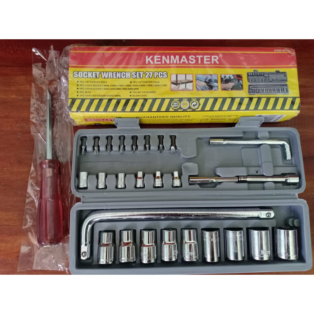 Kunci Sok Set 27pcs Kenmaster (Free obeng)