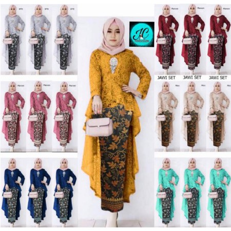 [READY] Baju Pesta Kebaya Vera merah kuning hijau biru pink fanta set Limited