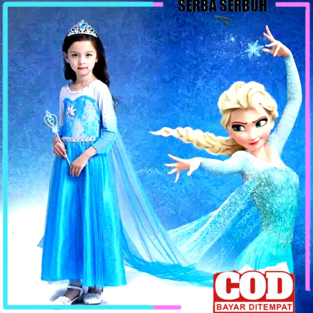 baju frozen + GRATIS AKSESORIS | baju frozen anak perempuan baju elsa frozen baju frozen gaun KE67