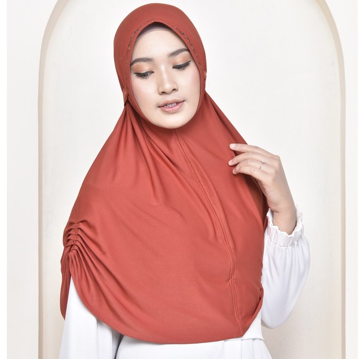 Hijab Instan Krudung Jersey Rempel Terbaru Khimar Jumbo Kerudung Bordir Jilbab Instant Premium AZ020