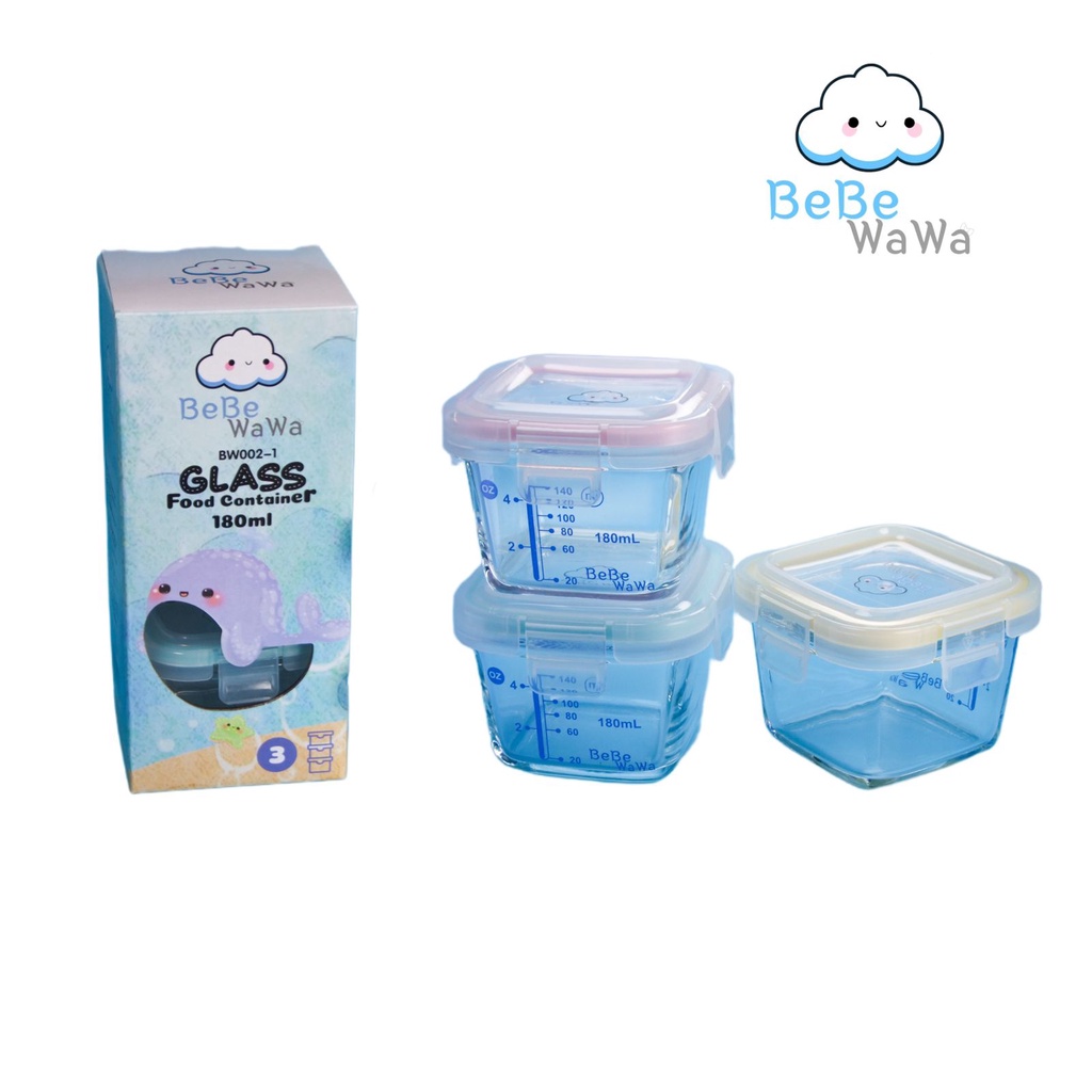 Castle - Kandila Baby Food Container - KDL - 027 // KDL027-2 // KDL027-3 - Glass Storage MPasi + penutup BPA FREE - Mangkok Kaca Tempat Makan Bayi - Food Container