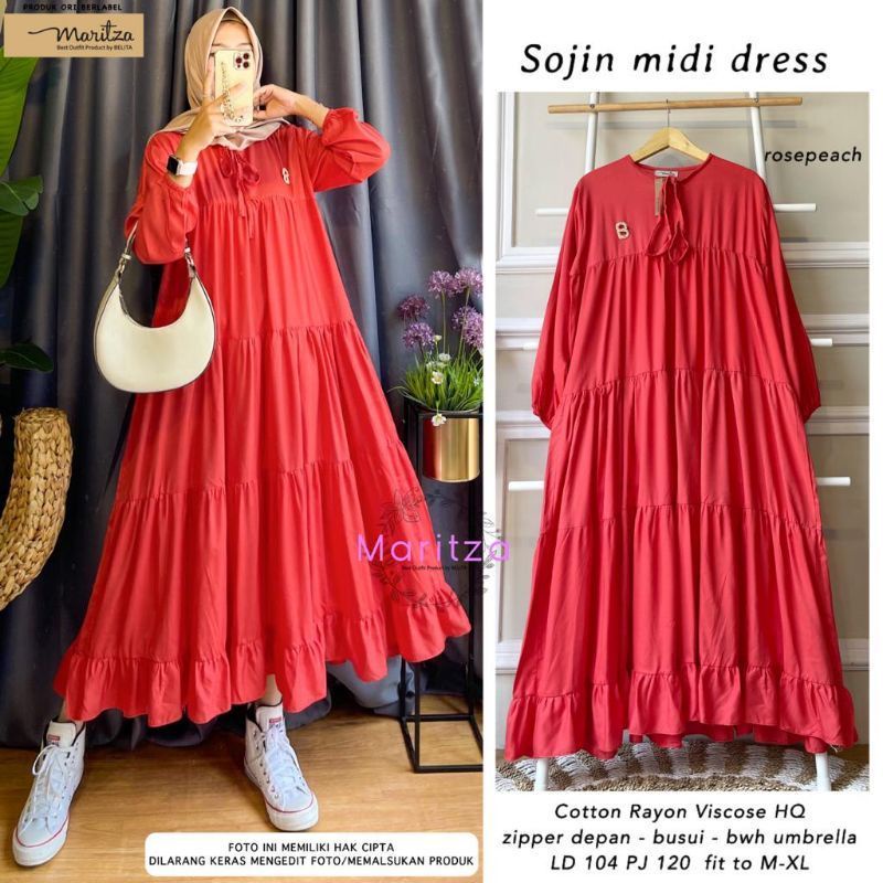 sojin midi dress | midi dress viral | gamis rayon | gamis polos