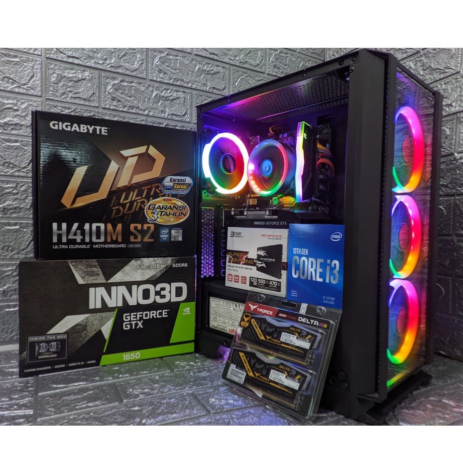 PC GAMING &amp; DESIGN FULL SET DDR4 I3-10100F / 16GB /  GTX 1650 4GB + MONITOR