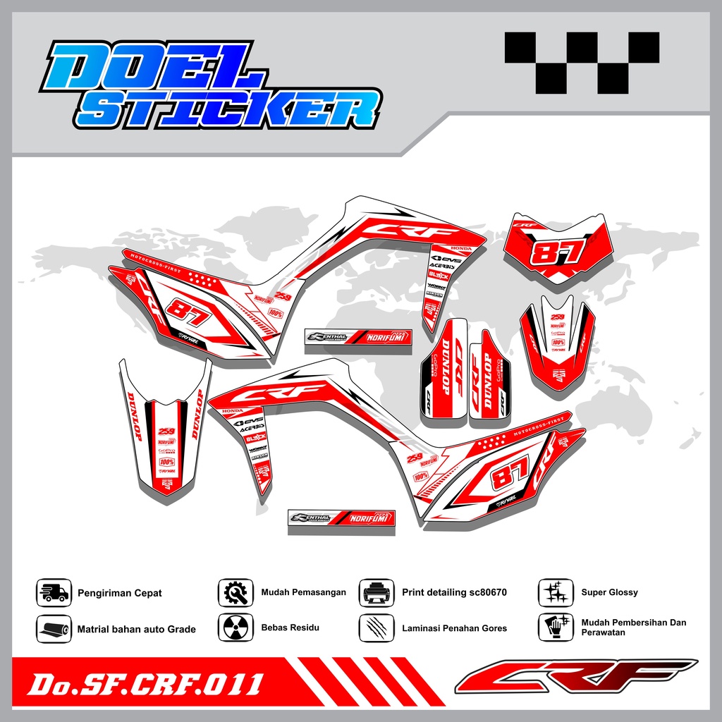 Sticker Striping Semifull CRF 150L List Variasi Hologram Pelangi,Crome Doel  011