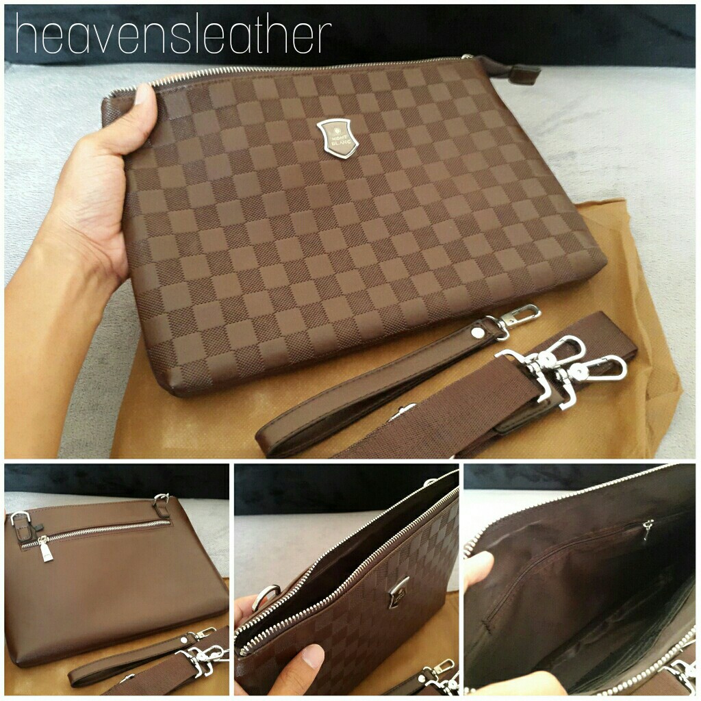 DOMPET CLUTCH HAND BAG KULIT PRIA IMPORT MONTBLANC COKLAT KODE 207