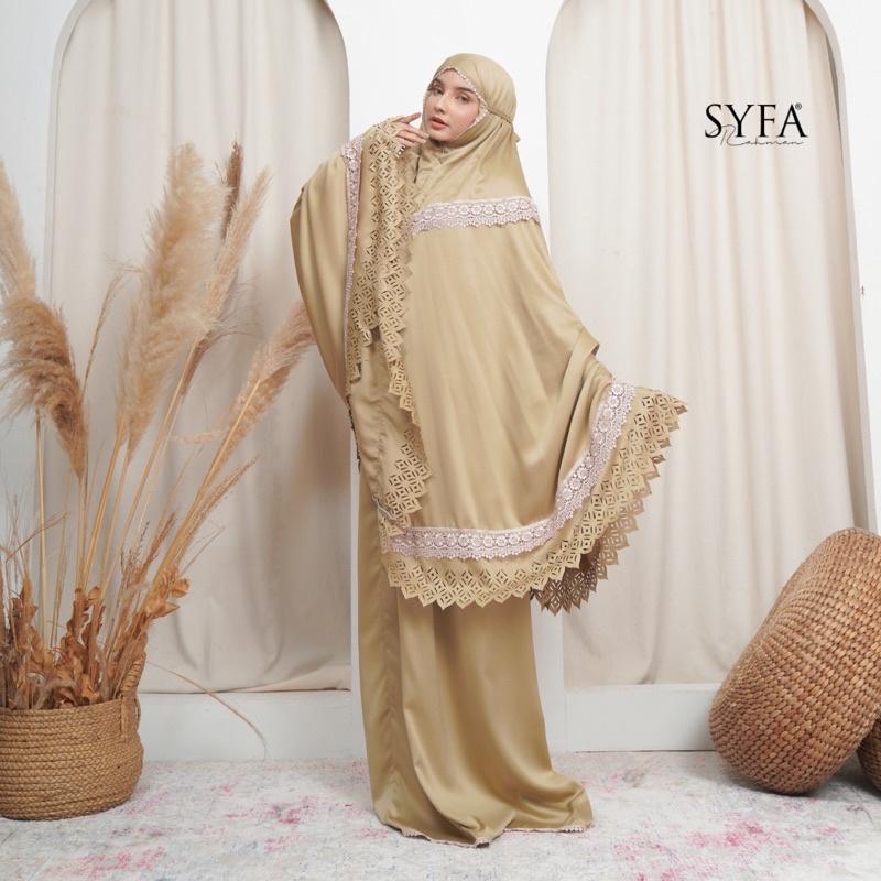 mukena dewasa traveling daily syfa 2 in 1 lasercut