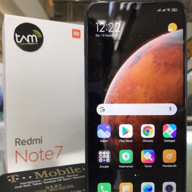 XIAOMI REDMI NOTE 7 RAM 4GB 64GB - SPACE BLACK - SECOND MULUS - FULLSET ORI - Ex. GRS TAM