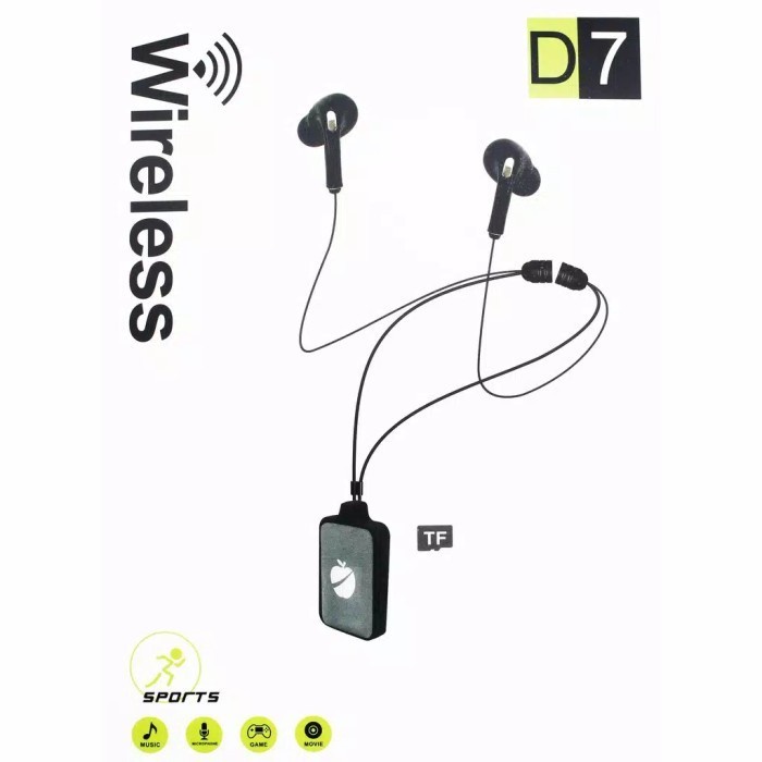 HEADSET HANDSFREE BLUETOOTH D7 + SLOT MICROSD STEREO EARPHONE D-7 Grosir