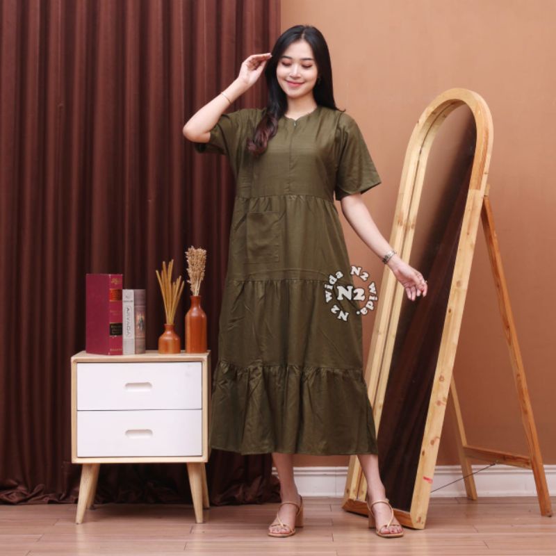 inner dress maxi dress rayon premium dress susun kantong depan LD 110 PB 120