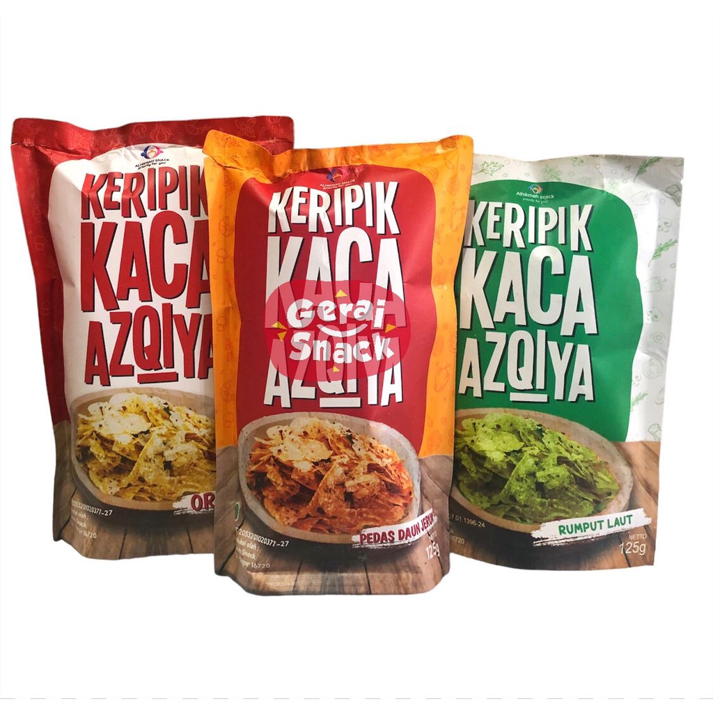 Keripik Kaca Azqiya Pedas Daun Jeruk Renyah &amp; Bumbu Tebal 125g