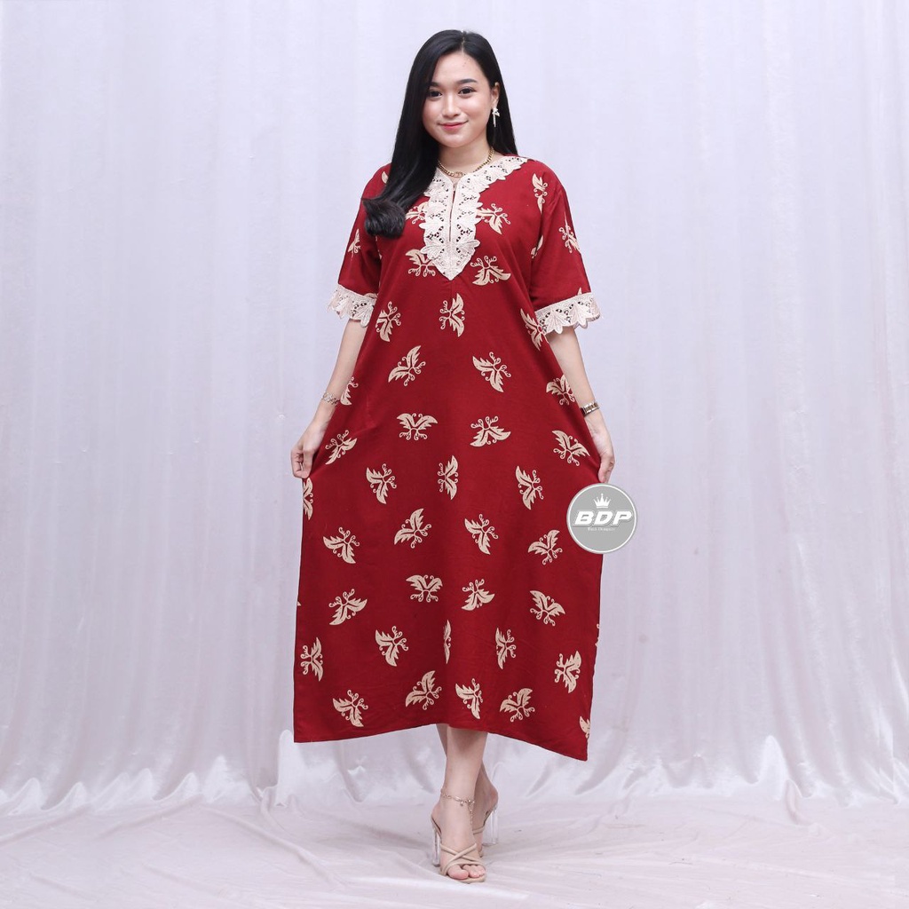 Dianputri - Daster Arab Zeema | Rayon Super Grade A | Resleting Depan Busui | Renda Milo Ori-cika maroon