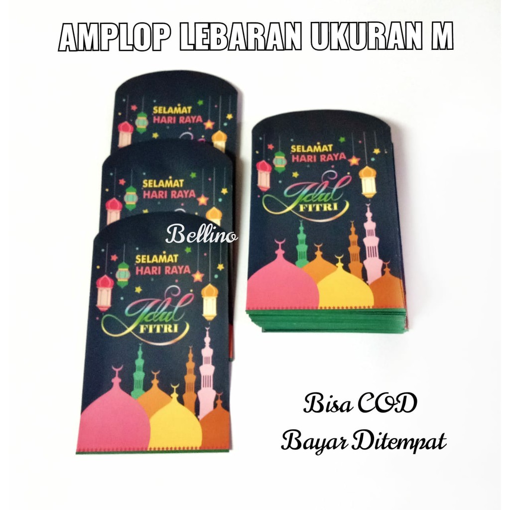 PROMO Isi 100pcs Amplop Lebaran Motif Masjid Ungu  Ukuran Sedang M / Angpau Idul fitri Ampau Anak