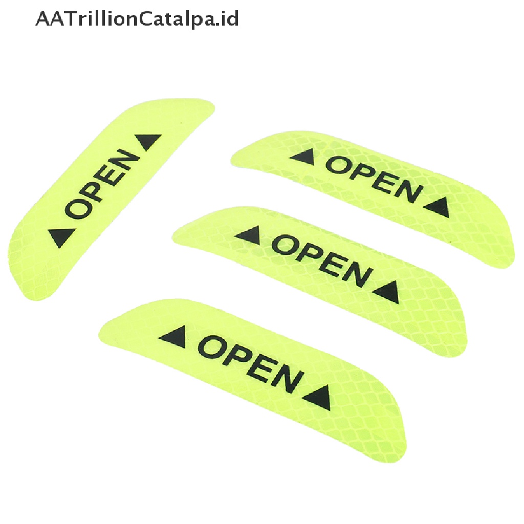 Aatrillioncatalpa 4pcs Stiker tape Reflektif Hijau Fluorescent Untuk Pintu Mobil