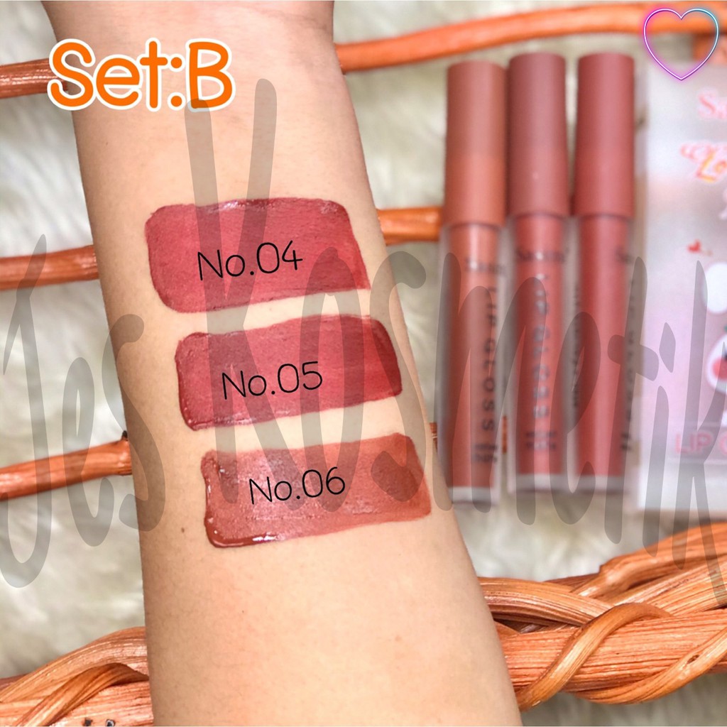 Sasimi Lovely Rabbit Velvet Matte Lipgloss Isi 3 Pcs / Grosir Kosmetik