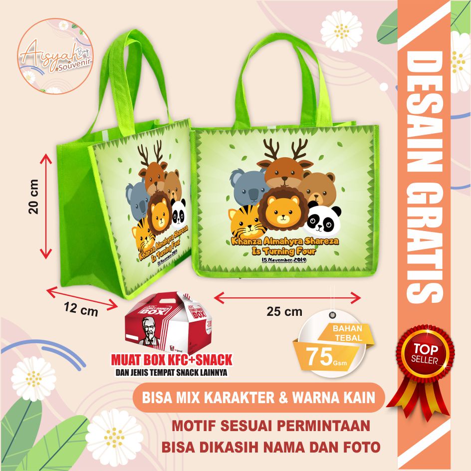 

tas ultah animal / tas ulang tahun / souvenir animal / souvenir jungle animal / tas souvenir anak / tas anak