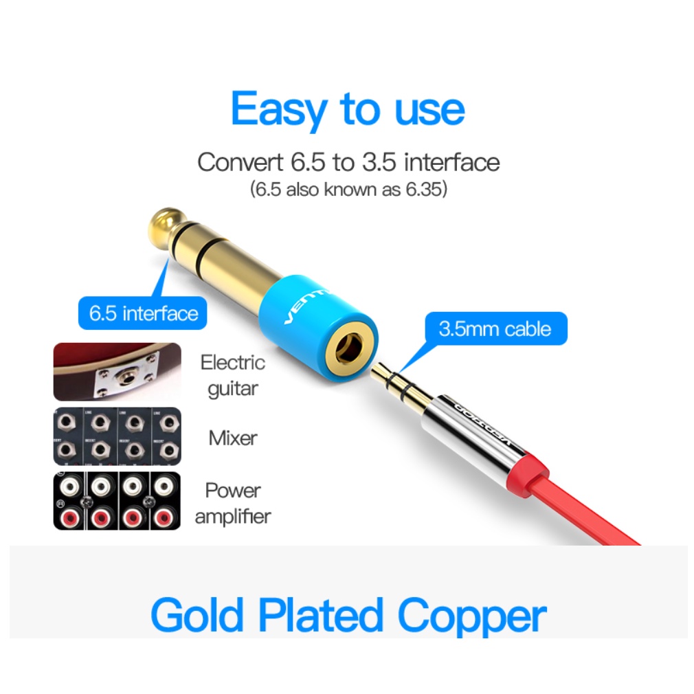 Vention S01 Audio Jack 3.5mm Female to 6.5mm Male Adapter Converter