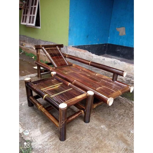 rosbang pegangan plus meja bambu hitam/Wulung, kursi santai, kursi rumahan, kursi minimalis, kursi m